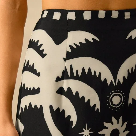 Black Boho Women's Coconut Print Cropped Cami Top And Fitted Maxi Skirt Set - Picture 7 of 7